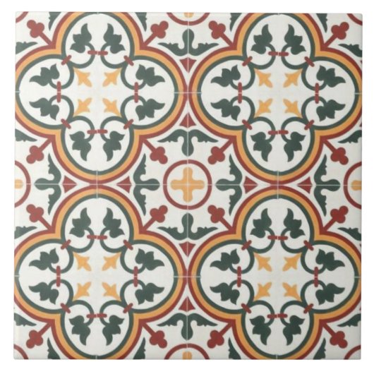 Keramik Tile - Jugendstil-Grüne Tulissen Fliese (Vorderseite)