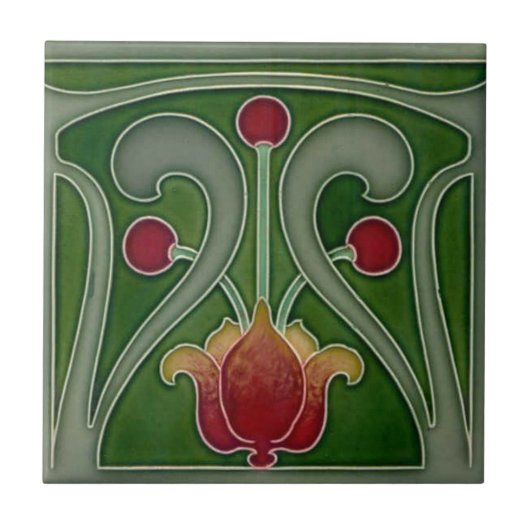 Keramik Tile - Jugendstil-Kamin oder Wandverkleidu Fliese (Vorderseite)