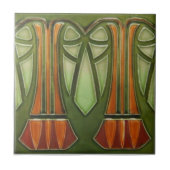Keramik Tile - Jugendstil Palmen Tile Fliese (Vorderseite)