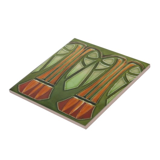 Keramik Tile - Jugendstil Palmen Tile Fliese (Seite)