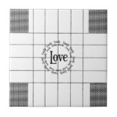 Keramik Tile Karierte Liebe Weiß und Schwarz Fliese (Vorderseite)