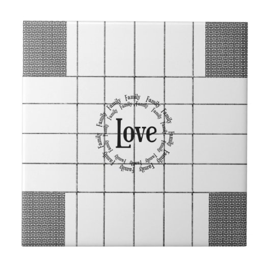 Keramik Tile Karierte Liebe Weiß und Schwarz Fliese (Vorderseite)