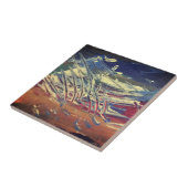 Keramik Tile, klein (4.25" x 4.25") "Fork Design" Fliese (Seite)