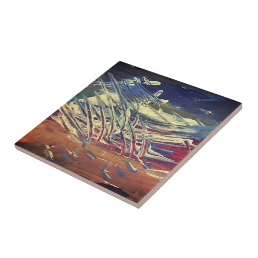 Keramik Tile, klein (4.25" x 4.25") "Fork Design" Fliese (Seite)