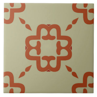 Keramik Tile- Koralle und Rotes Muster auf Beige Fliese