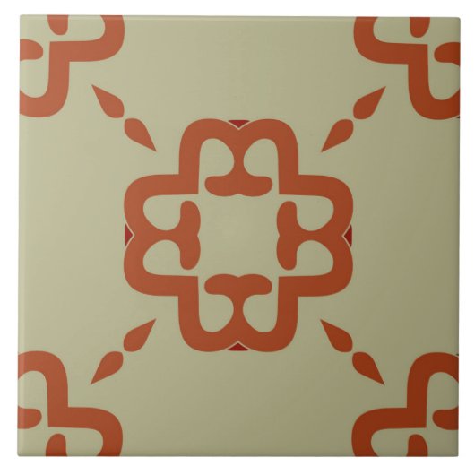 Keramik Tile- Koralle und Rotes Muster auf Beige Fliese (Vorderseite)