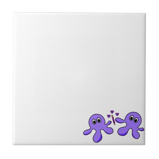 Keramik Tile Lila Oktopus Fliese (Vorderseite)