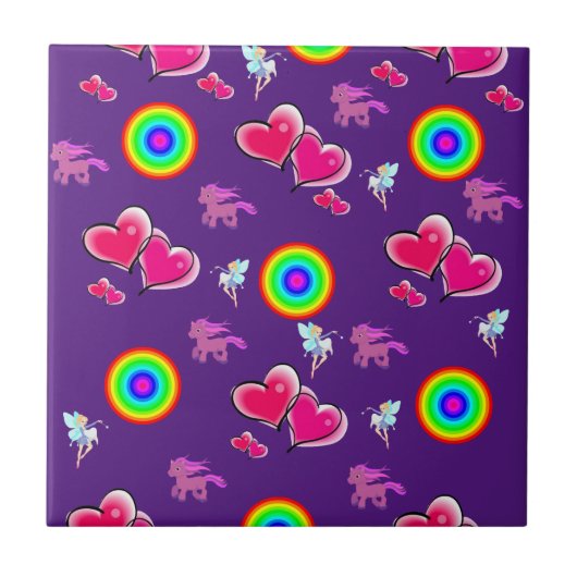 Keramik Tile Lila rosa Herzen Fliese (Vorderseite)