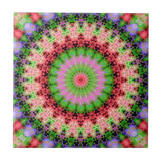 Keramik Tile Mandala rundes Muster Kaleidoskop Fliese (Vorderseite)