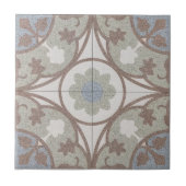 Keramik Tile - Marokkanisches Beige Blauer Flora Fliese (Vorderseite)