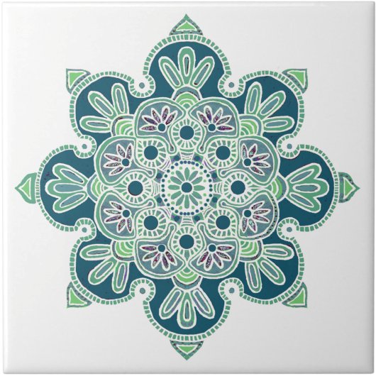 Keramik Tile Medallion mit leichten Grüntönen und Fliese