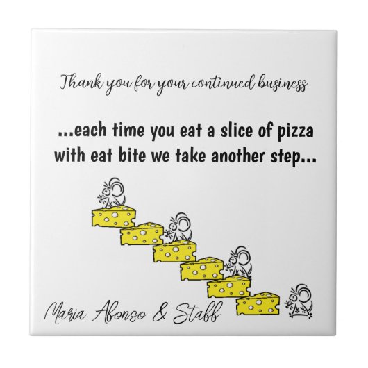Keramik Tile Mice Käse Pizza Pizzeria Danke Fliese (Vorderseite)