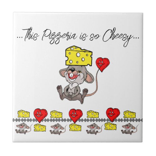 Keramik Tile Mice so Cheesy Pizza Pizzeria Fliese (Vorderseite)