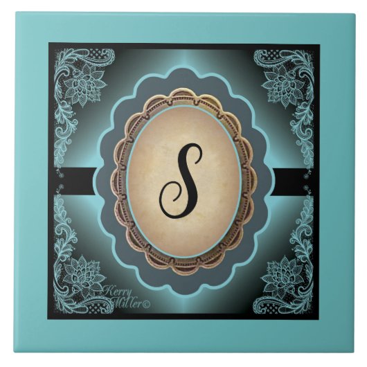 Keramik Tile mit antiker Türkisfarbe Fliese (Vorderseite)