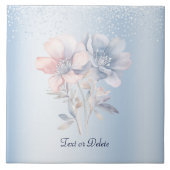 Keramik Tile mit blauer Rosa Blume Fliese (Vorderseite)