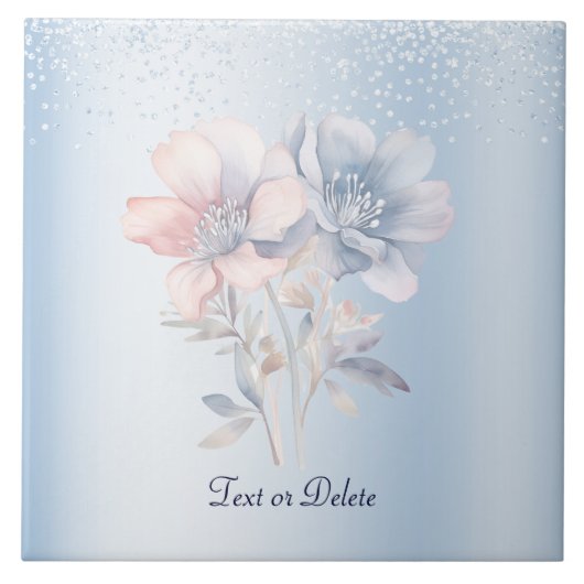 Keramik Tile mit blauer Rosa Blume Fliese (Vorderseite)