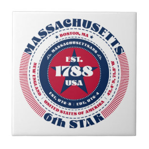 Keramik Tile mit den Farben Rot, Weiß und Blau Fliese