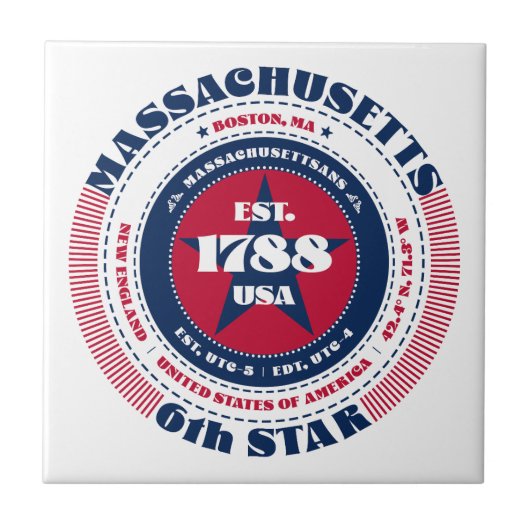 Keramik Tile mit den Farben Rot, Weiß und Blau Fliese (Vorderseite)