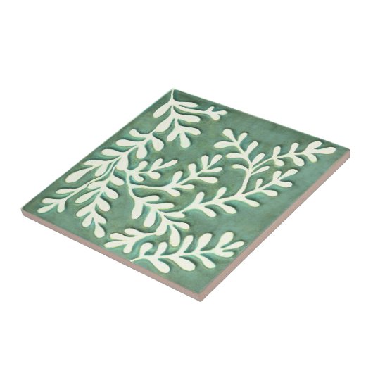 Keramik Tile mit grünen und weißen Blätter Fliese (Seite)