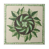 Keramik Tile mit grünen und weißen Blätter Fliese (Vorderseite)
