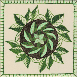 Keramik Tile mit grünen und weißen Blätter Fliese