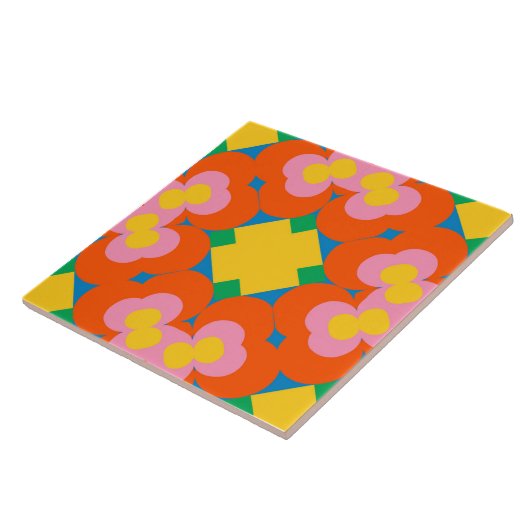 Keramik-Tile mit hellen Blütenbursten - 6"x6" Fliese (Seite)