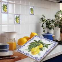 Keramik Tile mit Lemons Blue Toile