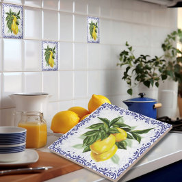 Keramik Tile mit Lemons Blue Toile Fliese