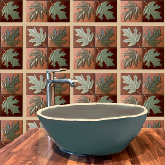 Keramik Tile mit vier Ahorn-Blätter Fliese