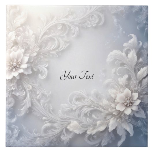 Keramik Tile mit weißer Blüte Geblüht Fliese (Vorderseite)