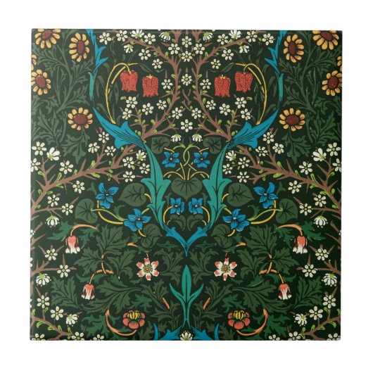 KERAMIK TILE MIT WILLIAM MORRIS "TULIPS" DESIGN FLIESE (Vorderseite)