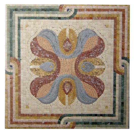 Keramik Tile - Mittelmeer-Mosaikmuster Grün Fliese (Vorderseite)