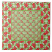 Keramik Tile: Niedlicher Roter Drache auf Green Gi Fliese (Vorderseite)