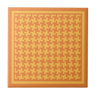 Keramik Tile, Orange Dogstooth Karo Fliese