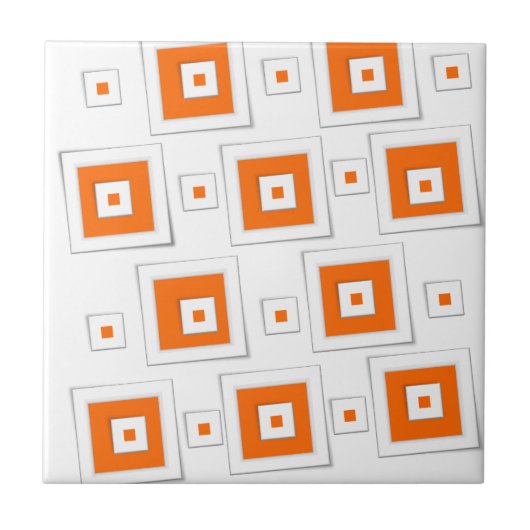 Keramik Tile Orange Squares Fliese (Vorderseite)