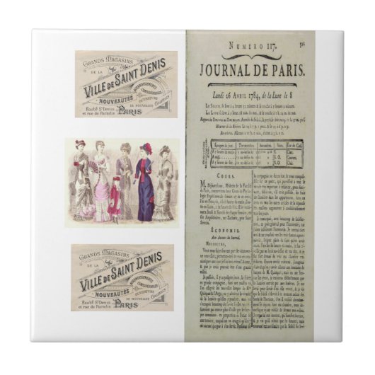 Keramik Tile Paris France Newspapier Fliese (Vorderseite)