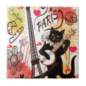Keramik Tile Paris Frankreich Katze Fliese (Vorderseite)