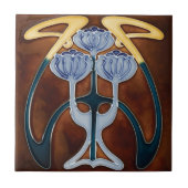 Keramik Tile Peonies Light Blue Blumen Fliese (Vorderseite)