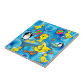 Keramik Tile Pinguin Gelbe Enten Blasen Fliese (Seite)