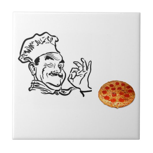 Keramik Tile Pizza Man Fliese (Vorderseite)