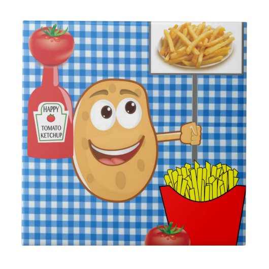 Keramik Tile Potato, Französisch Fries, Tomate, Ke Fliese (Vorderseite)