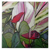 KERAMIK TILE, "RED ANTHURIUM" FLIESE (Vorderseite)