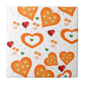 Keramik Tile Red Orange Hearts Fliese (Vorderseite)