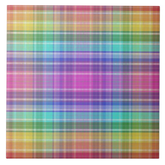 Keramik Tile - Regenbogen Madras Fliese (Vorderseite)