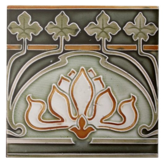 Keramik Tile - Replik Jugendstil-Grenze Fliese (Vorderseite)