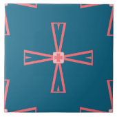 Keramik Tile - Rosa auf blauem gepolstertem Muster Fliese (Vorderseite)