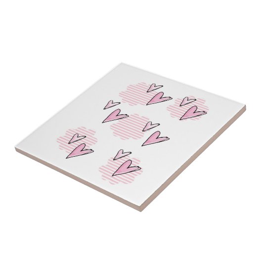 Keramik Tile Rosa Herz Fliese (Seite)