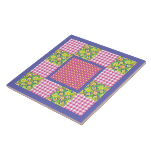 Keramik Tile: Rosa: Primrosen, Polka Dots, Gingham Fliese (Seite)