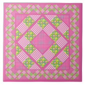 Keramik Tile: Rosa: Primrosen, Polka Dots, Gingham Fliese (Vorderseite)