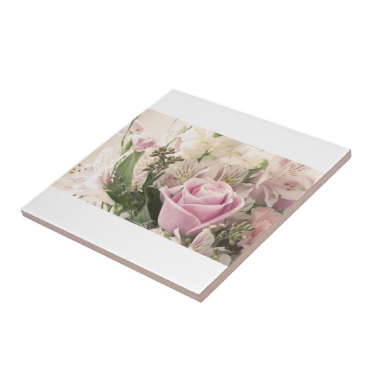 Keramik Tile Rosa Rose Floral Fliese (Seite)